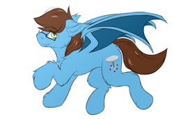 Size: 2900x2000 | Tagged: safe, artist:snowstormbat, derpibooru import, oc, oc only, oc:daudaen, bat pony, pony, bat wings, cheek fluff, chest fluff, colored sketch, ear fluff, ears, eyebrows, eyebrows visible through hair, fangs, floppy ears, glasses, high res, hoof fluff, lidded eyes, looking at you, male, raised hoof, raised leg, shoulder fluff, simple background, sketch, smiling, smiling at you, solo, spread wings, stallion, white background, wings