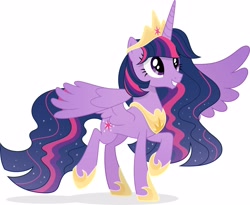 Size: 4096x3360 | Tagged: safe, artist:cuddly stary, derpibooru import, princess twilight 2.0, twilight sparkle, twilight sparkle (alicorn), alicorn, pony, the last problem, crown, ethereal mane, hoof shoes, jewelry, older, older twilight, peytral, regalia, simple background, solo, starry mane, white background