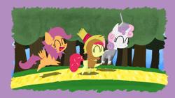 Size: 1280x720 | Tagged: safe, artist:broken-pen, derpibooru import, apple bloom, scootaloo, sweetie belle, earth pony, pegasus, pony, unicorn, clothes, costume, cutie mark crusaders, female, filly, foal, the wizard of oz