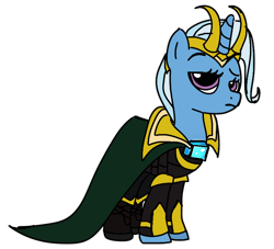 Size: 762x691 | Tagged: safe, artist:evergreen2024, derpibooru import, trixie, cape, clothes, loki, simple background, solo, transparent background