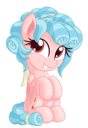 Size: 1611x2344 | Tagged: safe, artist:vito, cozy glow, pegasus, pony, cozybetes, cute, female, filly, foal, grin, looking at you, simple background, sitting, smiling, smiling at you, solo, transparent background