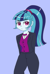 Size: 1300x1900 | Tagged: safe, artist:zachc, derpibooru import, sonata dusk, equestria girls, bowtie, clothes, looking at you, solo, tuxedo