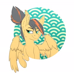 Size: 2688x2688 | Tagged: safe, artist:zahsart, derpibooru import, oc, oc only, pegasus, pony, ear fluff, ears, ponytail, simple background, solo, white background