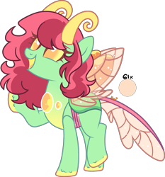 Size: 2371x2540 | Tagged: safe, artist:kurosawakuro, derpibooru import, oc, changepony, hybrid, female, interspecies offspring, offspring, parent:sunset shimmer, parent:thorax, simple background, solo, transparent background