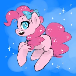 Size: 1280x1280 | Tagged: safe, artist:fiafae-penisenvy, derpibooru import, pinkie pie, earth pony, pony, bow, female, hair bow, mare, missing cutie mark, solo, starry eyes, wingding eyes