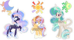 Size: 1300x700 | Tagged: safe, artist:just-silvushka, derpibooru import, oc, pony, unicorn, base used, eyelashes, female, grin, hoof shoes, horn, leonine tail, magical lesbian spawn, mare, offspring, parent:nightmare moon, parent:princess celestia, parent:rain shine, parent:sunburst, raised hoof, raised leg, simple background, smiling, tail, transparent background, unicorn oc