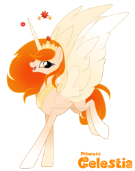 Size: 1280x1626 | Tagged: safe, artist:hate-love12, derpibooru import, princess celestia, pony, alternate design, deviantart watermark, obtrusive watermark, simple background, solo, transparent background, watermark