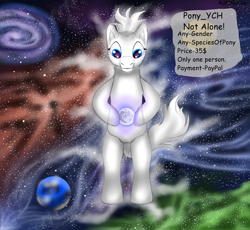 Size: 2500x2300 | Tagged: safe, derpibooru import, oc, alicorn, earth pony, original species, pegasus, pony, unicorn, commission, greenlion, moon, planet, solo, space, your character here