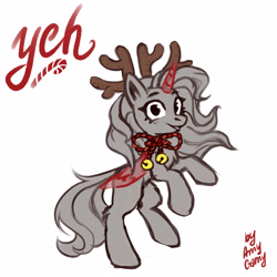 Size: 4500x4500 | Tagged: safe, derpibooru import, deer, earth pony, pegasus, pony, unicorn, bell, bells, christmas, commission, cute, holiday, solo, ych sketch, your character here