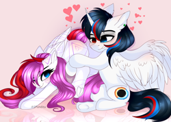 Size: 4850x3450 | Tagged: safe, artist:2pandita, derpibooru import, oc, oc only, oc:mizhore, alicorn, pegasus, pony, butt, female, heart, mare, plot