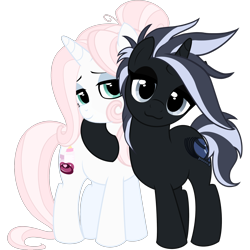Size: 3000x3000 | Tagged: safe, artist:mistress midnight, artist:mommymidday, derpibooru import, oc, oc only, oc:mistress, oc:mommy midday, pony, unicorn, 2022 community collab, cute, derpibooru community collaboration, eyelashes, eyeshadow, female, horn, hug, makeup, show accurate, simple background, smiling, standing, tail, transparent background, two toned mane, two toned tail, unicorn oc