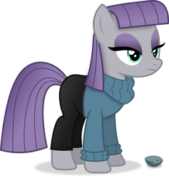 Size: 3485x3681 | Tagged: safe, artist:anime-equestria, derpibooru import, boulder (pet), maud pie, earth pony, pony, clothes, eyeshadow, female, high res, lidded eyes, makeup, mare, rock, simple background, solo, sweater, transparent background, vector