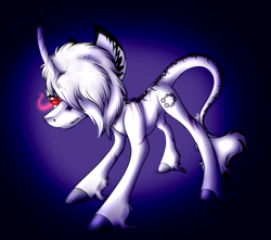 Size: 3101x2737 | Tagged: safe, artist:beamybutt, derpibooru import, oc, oc only, pony, unicorn, colored hooves, ear fluff, ears, horn, leonine tail, solo, sombra eyes, tail, unicorn oc