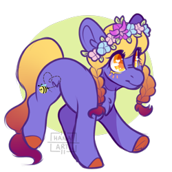 Size: 2000x2000 | Tagged: safe, artist:hana-art, derpibooru import, oc, oc:sydney azure, pony, female, floral head wreath, flower, mare, simple background, solo, transparent background