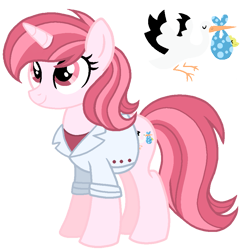 Size: 893x911 | Tagged: safe, artist:madlilon2051, derpibooru import, oc, oc only, oc:lovely stork, pony, unicorn, base used, clothes, eyelashes, female, full body, horn, lab coat, mare, offspring, parent:doctor stable, parent:nurse redheart, parents:stableheart, show accurate, simple background, smiling, solo, standing, tail, transparent background, two toned mane, two toned tail, unicorn oc