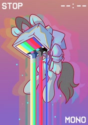 Size: 2480x3508 | Tagged: safe, artist:musicfirewind, derpibooru import, oc, oc:mono, earth pony, pony, aesthetics, clothes, crying, floating, no signal, solo, television