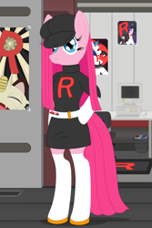 Size: 3200x4800 | Tagged: safe, alternate version, artist:fascismnotincluded, derpibooru import, pinkie pie, bipedal, pinkamena diane pie, pokémon, solo, team rocket