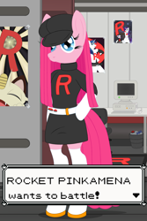 Size: 3200x4800 | Tagged: safe, alternate version, artist:fascismnotincluded, derpibooru import, pinkie pie, bipedal, pinkamena diane pie, pokémon, solo, team rocket