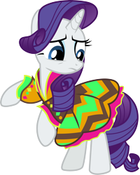 Size: 3000x3753 | Tagged: safe, artist:cloudyglow, derpibooru import, rarity, pony, unicorn, magic duel, blue eyes, clothes, dress, fashion disaster, female, high res, horn, looking down, mare, purple mane, purple tail, rearing, simple background, solo, tail, transparent background, vector