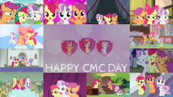 Size: 1280x721 | Tagged: safe, derpibooru import, edit, edited screencap, editor:quoterific, screencap, apple bloom, applejack, fluttershy, pinkie pie, rarity, scootaloo, sweetie belle, earth pony, pegasus, pony, unicorn, best gift ever, call of the cutie, crusaders of the lost mark, flight to the finish, fluttershy leans in, friendship is magic, just for sidekicks, marks for effort, pinkie pride, season 1, season 3, season 4, season 5, season 7, season 8, season 9, somepony to watch over me, the last problem, the mane attraction, spoiler:s08, spoiler:s09, ^^, adorabloom, apple bloom's bow, bow, cmc day, cute, cutealoo, cutie mark crusaders, diasweetes, eyes closed, female, filly, foal, hair bow, hearts as strong as horses, mare, older, older apple bloom, older cmc, older scootaloo, older sweetie belle, open mouth, open smile, school of friendship, smiling, spread wings, sugarcube corner, the magic of friendship grows, upside down, wagon, we'll make our mark, wings