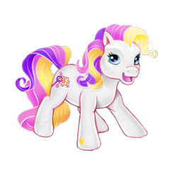 Size: 3464x3464 | Tagged: safe, artist:vernorexia, derpibooru import, edit, puzzlemint, earth pony, pony, g3, backcard, hoof heart, recolor, simple background, solo, transparent background