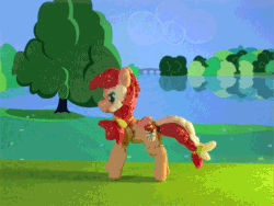 Size: 1067x801 | Tagged: safe, artist:malte279, derpibooru import, oc, oc:colonia, earth pony, pony, animated, craft, mascot, packaging, sculpture, solo, starch, starch sculpture, stop motion, tree