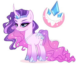 Size: 1533x1293 | Tagged: safe, artist:gihhbloonde, derpibooru import, oc, oc only, pony, unicorn, curved horn, female, magical lesbian spawn, mare, offspring, parent:nightmare rarity, parent:pinkie pie, simple background, solo, transparent background