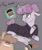 Size: 2500x3000 | Tagged: safe, artist:rirurirue, ponerpics import, oc, oc only, oc:tuesday, oc:twosday, earth pony, pony, /mlp/, blob ponies, clothes, coffee, dot eyes, drawthread, duo, duo female, ears, female, floppy ears, frown, glasses, gray background, hair bun, mare, pumpkin spice, pumpkin spice latte, simple background, sugar rush, tongue, tongue out, weekday ponies