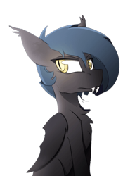 Size: 360x514 | Tagged: safe, artist:dangercloseart, derpibooru import, oc, oc only, oc:gotha, bat pony, pony, female, frown, looking at someone, mare, mother, upset