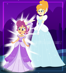 Size: 2727x2999 | Tagged: safe, artist:interstellar-quartz, derpibooru import, scootaloo, equestria girls, cinderella, clothes, crossover, dress, equestria girls-ified, gown, magic