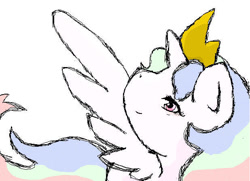 Size: 618x448 | Tagged: safe, artist:ponywoona, derpibooru import, princess celestia, alicorn, pony, cewestia, crown, female, filly, foal, jewelry, ms paint, old art, regalia, simple background, solo, white background, younger