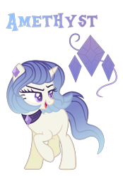 Size: 1334x1914 | Tagged: safe, artist:just-silvushka, derpibooru import, oc, oc only, oc:amethyst, pony, unicorn, base used, eyelashes, female, horn, looking back, magical lesbian spawn, mare, offspring, parent:coco pommel, parent:rarity, reference sheet, simple background, smiling, transparent background, unicorn oc