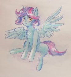 Size: 1487x1600 | Tagged: safe, artist:ske, derpibooru import, oc, oc only, alicorn, pony, solo, traditional art