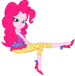 Size: 1600x1617 | Tagged: safe, artist:lobo299, derpibooru import, pinkie pie, better together, equestria girls, twilight under the stars, alternate clothes, bare shoulders, high heels, raised leg, shoes, simple background, sleeveless, solo, strapless, transparent background