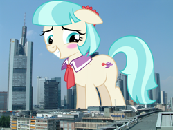 Size: 2048x1536 | Tagged: safe, derpibooru import, coco pommel, earth pony, pony, blushing, cocobetes, cute, female, frankfurt, germany, giant pony, giant/macro earth pony, giant/mega coco pommel, giantess, highrise ponies, irl, macro, mare, mega giant, photo, ponies in real life