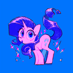 Size: 1500x1500 | Tagged: safe, artist:dawnfire, rarity, pony, unicorn, eyestrain warning, female, horn, looking at you, mare, open mouth, signature, solo, sparkles