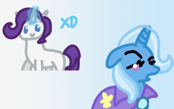 Size: 1920x1200 | Tagged: safe, artist:naturajellyfish, derpibooru import, rarity, trixie, pony, unicorn, 1000 hours in ms paint, cursed, cursed image, gradient background, not shipping, xd