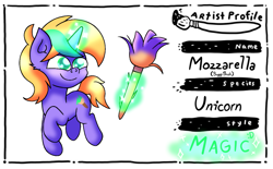 Size: 1093x676 | Tagged: safe, artist:iceflower99, derpibooru import, oc, oc only, oc:buggy brush, unicorn, brush, chicory: a colorful tale, levitation, levitation spell, magic, telekinesis