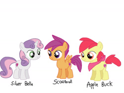 Size: 1280x960 | Tagged: safe, artist:chanyhuman, derpibooru import, apple bloom, applebuck, scootaloo, scooteroll, silver bell, sweetie belle, earth pony, pegasus, pony, unicorn, apple buck, bandana, colt, cute, cutie mark crusaders, deviantart, foal, group, male, my little colt, rule 63, silver belle, simple background, white background