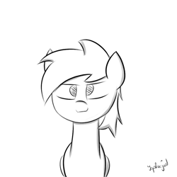 Size: 1024x1024 | Tagged: safe, artist:japkozjad, derpibooru import, oc, oc:apply, pegasus, pony, digital art, front view, happy, krita, monochrome, pegasus oc, simple background, sketch, solo, white background