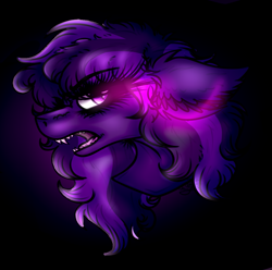 Size: 1143x1134 | Tagged: safe, artist:beamybutt, derpibooru import, oc, oc:amethyst, earth pony, pony, ear fluff, ears, earth pony oc, eyelashes, fangs