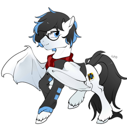 Size: 875x875 | Tagged: artist needed, safe, derpibooru import, oc, oc only, oc:lyon iceberg, bat pony, pony, 2022 community collab, derpibooru community collaboration, full body, male, simple background, solo, stallion, transparent background