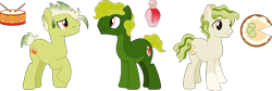 Size: 3452x1155 | Tagged: safe, artist:littlejurnalina, derpibooru import, oc, oc only, oc:kaffir lime, oc:key lime, oc:lime zest, earth pony, male, simple background, stallion, transparent background