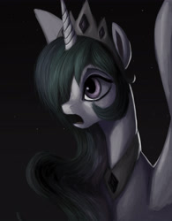 Size: 3978x5100 | Tagged: safe, artist:splatterpaint-donkey, derpibooru import, princess celestia, alicorn, pony, alicorn princess, crown, female, hair over one eye, jewelry, mare, night, night sky, peytral, princess, regalia, shocked, sky, solo, stars