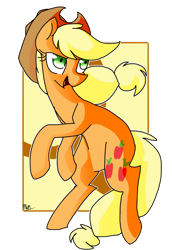 Size: 1024x1490 | Tagged: safe, artist:snowolive, derpibooru import, part of a set, applejack, earth pony, pony, abstract background, cutie mark, female, mare, open mouth, simple background, solo, transparent background