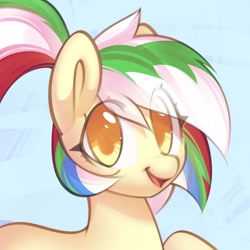 Size: 2500x2500 | Tagged: safe, artist:mirroredsea, derpibooru import, oc, oc only, earth pony, pony, looking at you, open mouth, open smile, smiling, smiling at you, solo