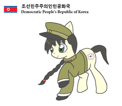 Size: 1181x1025 | Tagged: safe, artist:foxy1219, oc, oc only, oc:mokran, pony, braid, clothes, female, hat, korean, nation ponies, north korea, ponified, simple background, solo, uniform, white background