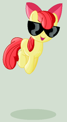 Size: 316x574 | Tagged: safe, artist:sjart117, apple bloom, earth pony, pony, adorabloom, cute, female, filly, foal, glasses, jumping