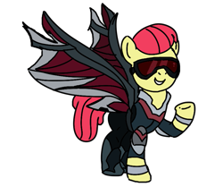 Size: 809x676 | Tagged: safe, artist:evergreen2024, derpibooru import, apple bloom, earth pony, pony, falcon (marvel comics), female, mare, older, outfit, simple background, solo, transparent background