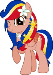 Size: 2060x2910 | Tagged: safe, artist:jhayarr23, derpibooru import, oc, oc:pearl shine, pegasus, pony, nation ponies, one eye closed, philippines, ponified, simple background, solo, transparent background, wink